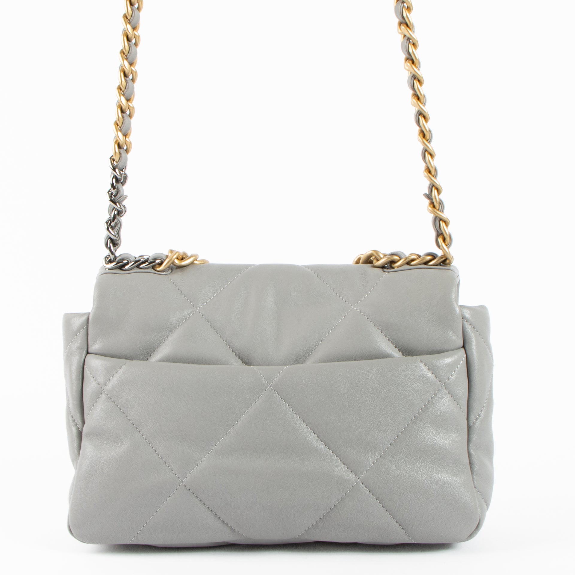 Shop the authentic Chanel Grey Small Chanel 19 Bag second hand on Labellov.com!