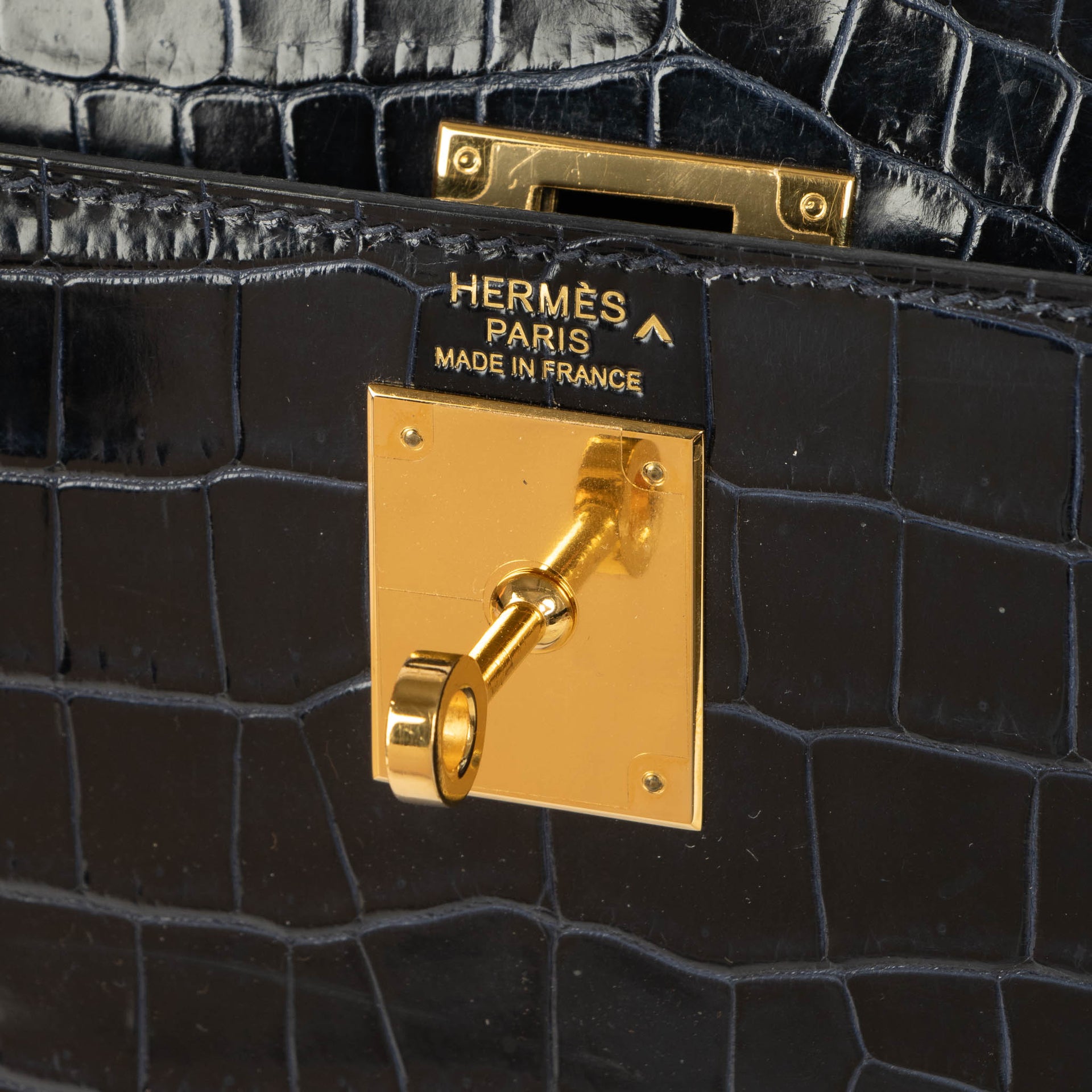 Hermès Kelly 28 Bleu Nuit Crocodile Porosus GHW