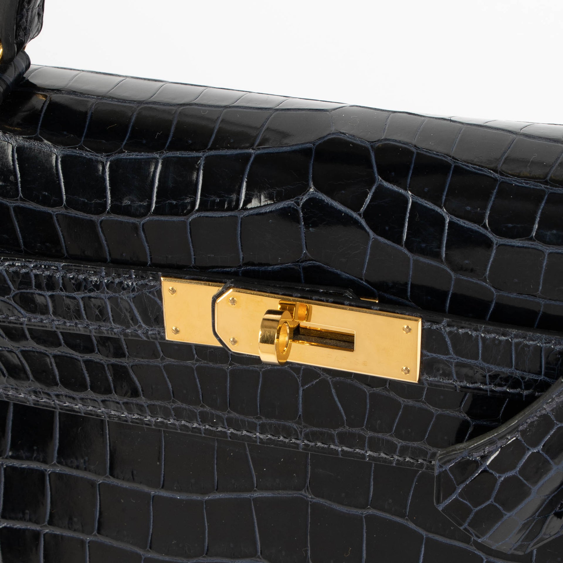 Hermès Kelly 28 Bleu Nuit Crocodile Porosus GHW