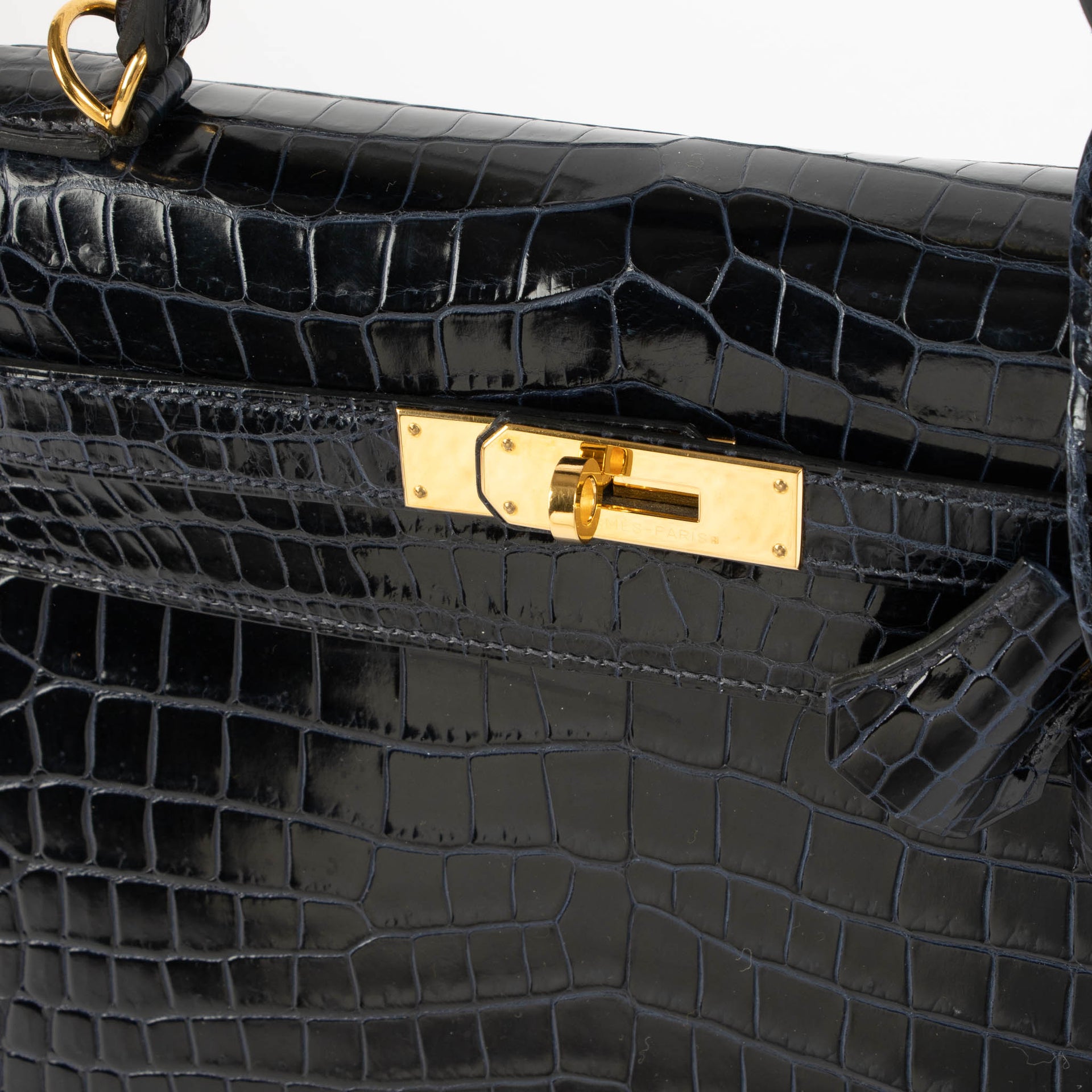 Hermès Kelly 28 Bleu Nuit Crocodile Porosus GHW