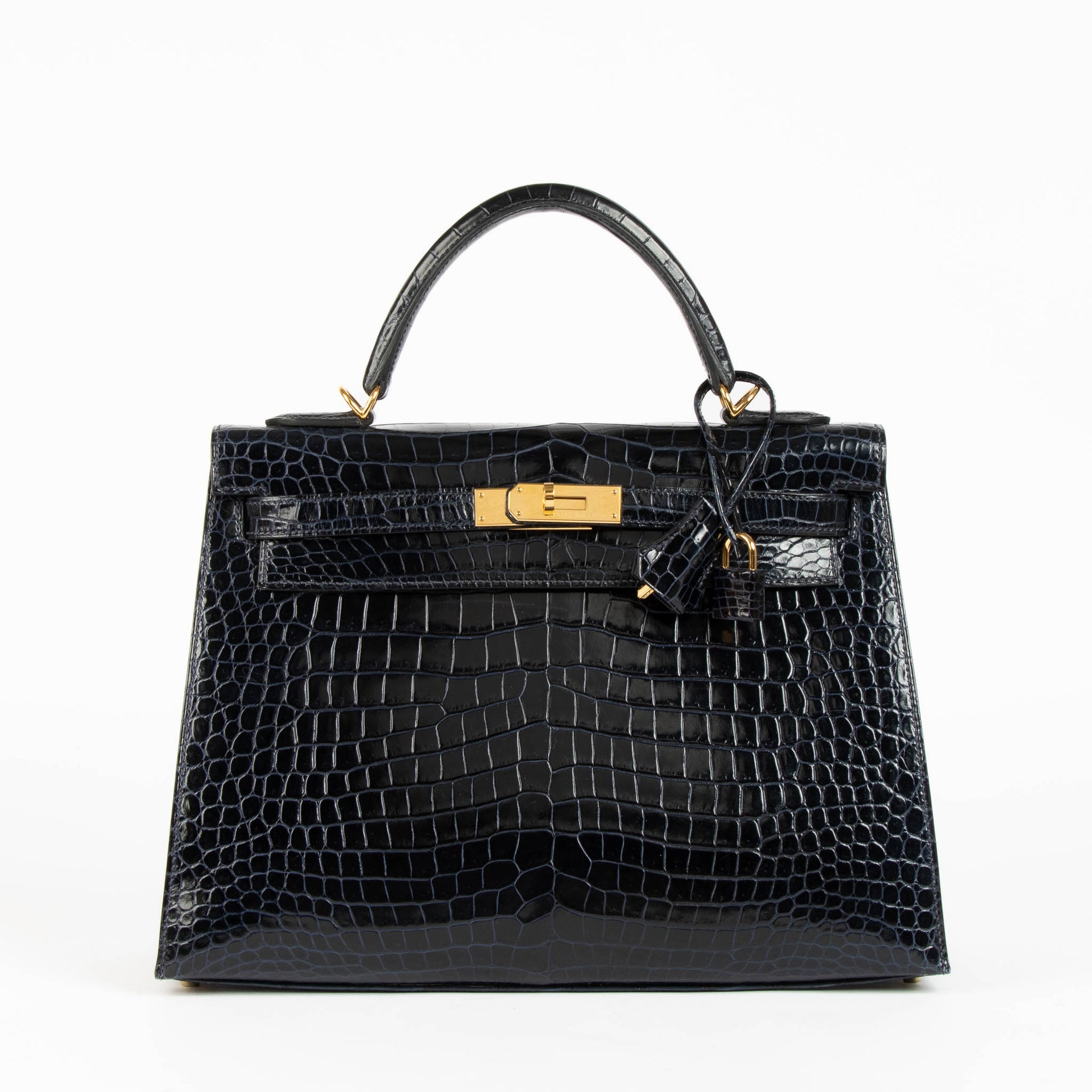 Hermès Kelly 28 Bleu Nuit Crocodile Porosus GHW