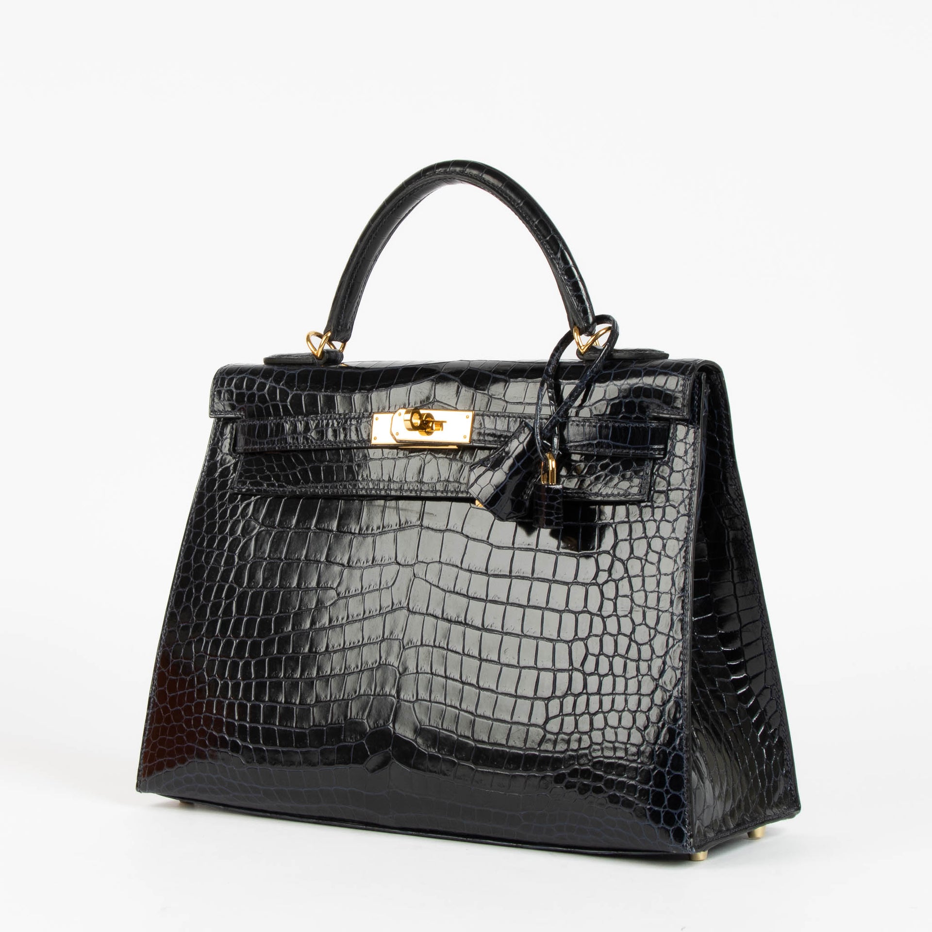 Hermès Kelly 28 Bleu Nuit Crocodile Porosus GHW