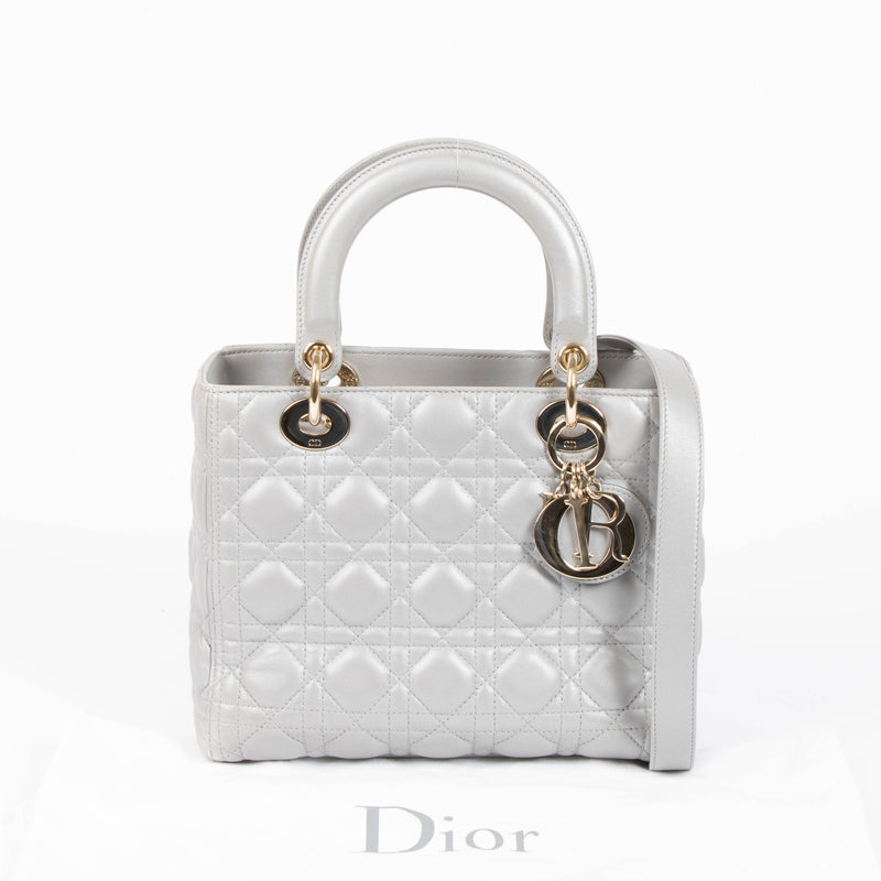 Christian Dior Grey Medium Lady Dior Bag