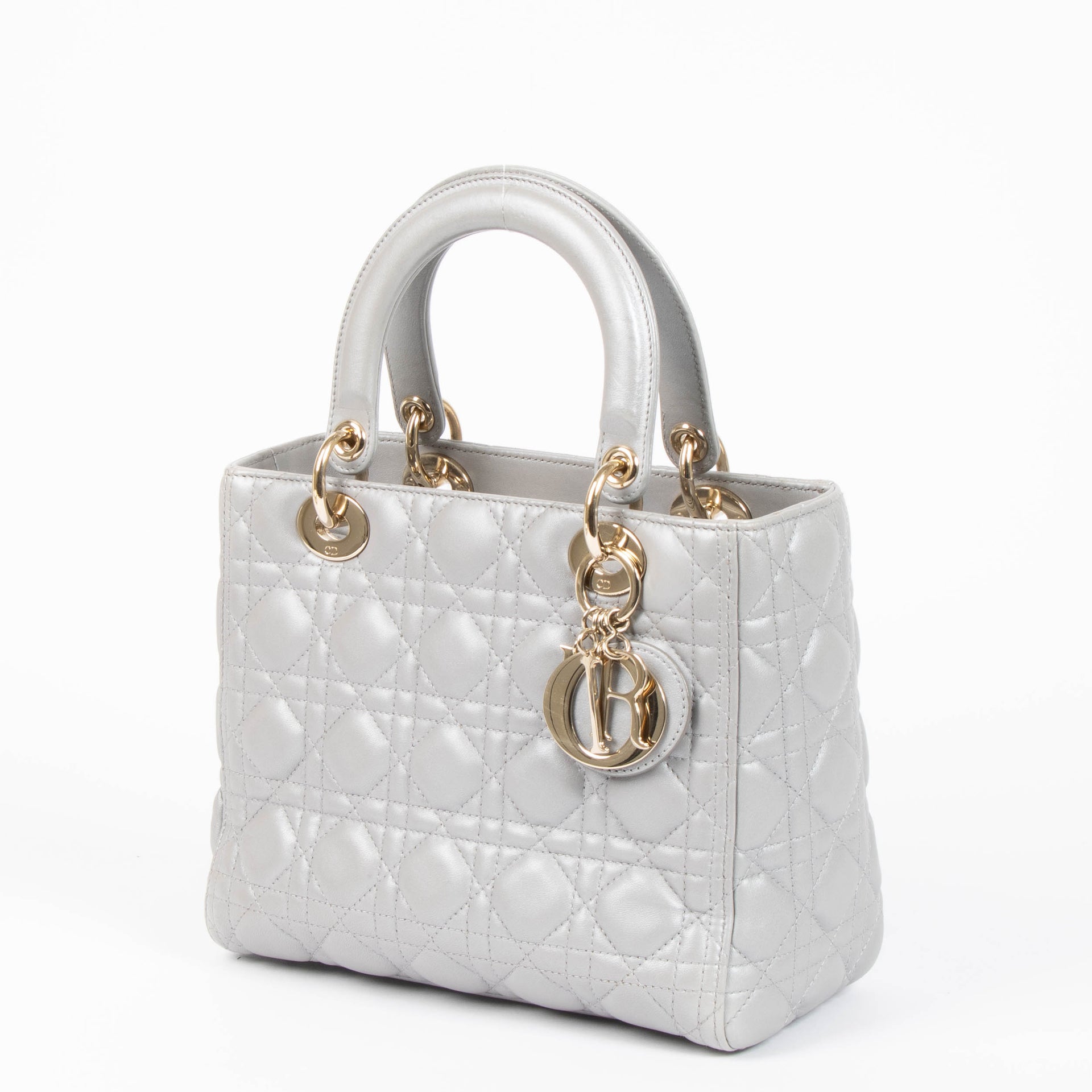 Christian Dior Grey Medium Lady Dior Bag