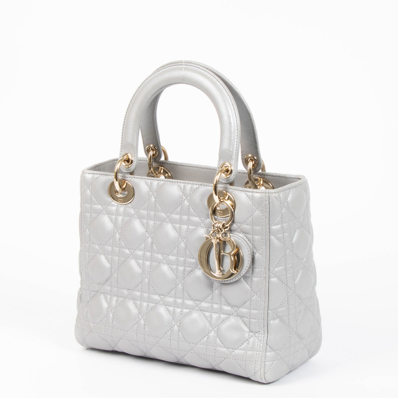 Christian Dior Grey Medium Lady Dior Bag