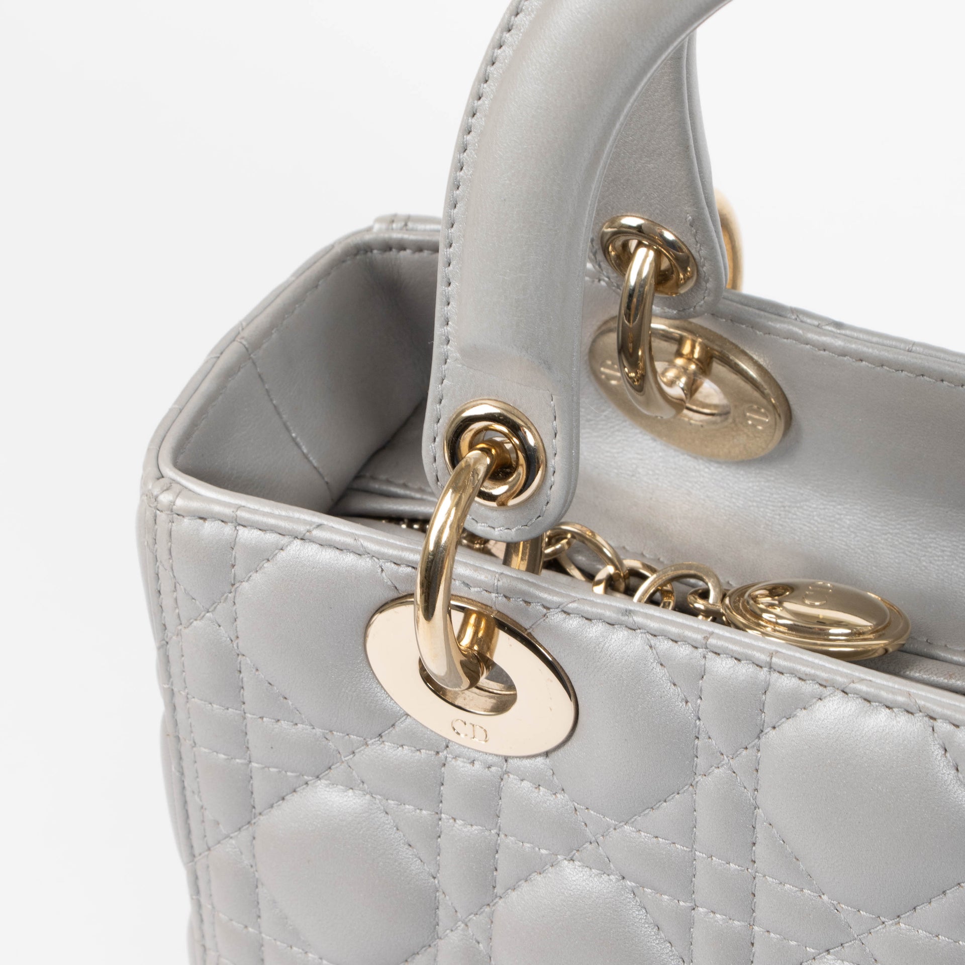 Christian Dior Grey Medium Lady Dior Bag