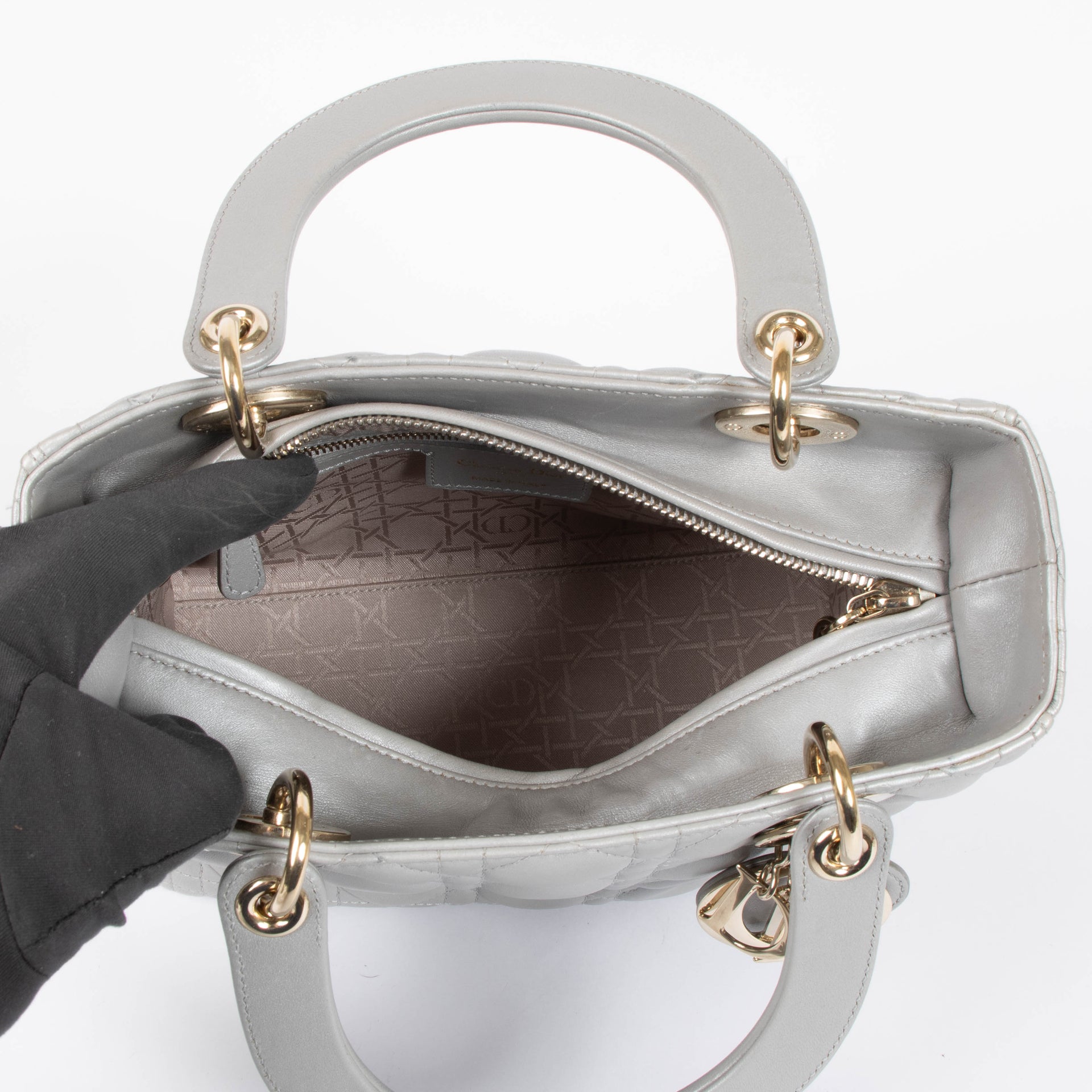 Christian Dior Grey Medium Lady Dior Bag