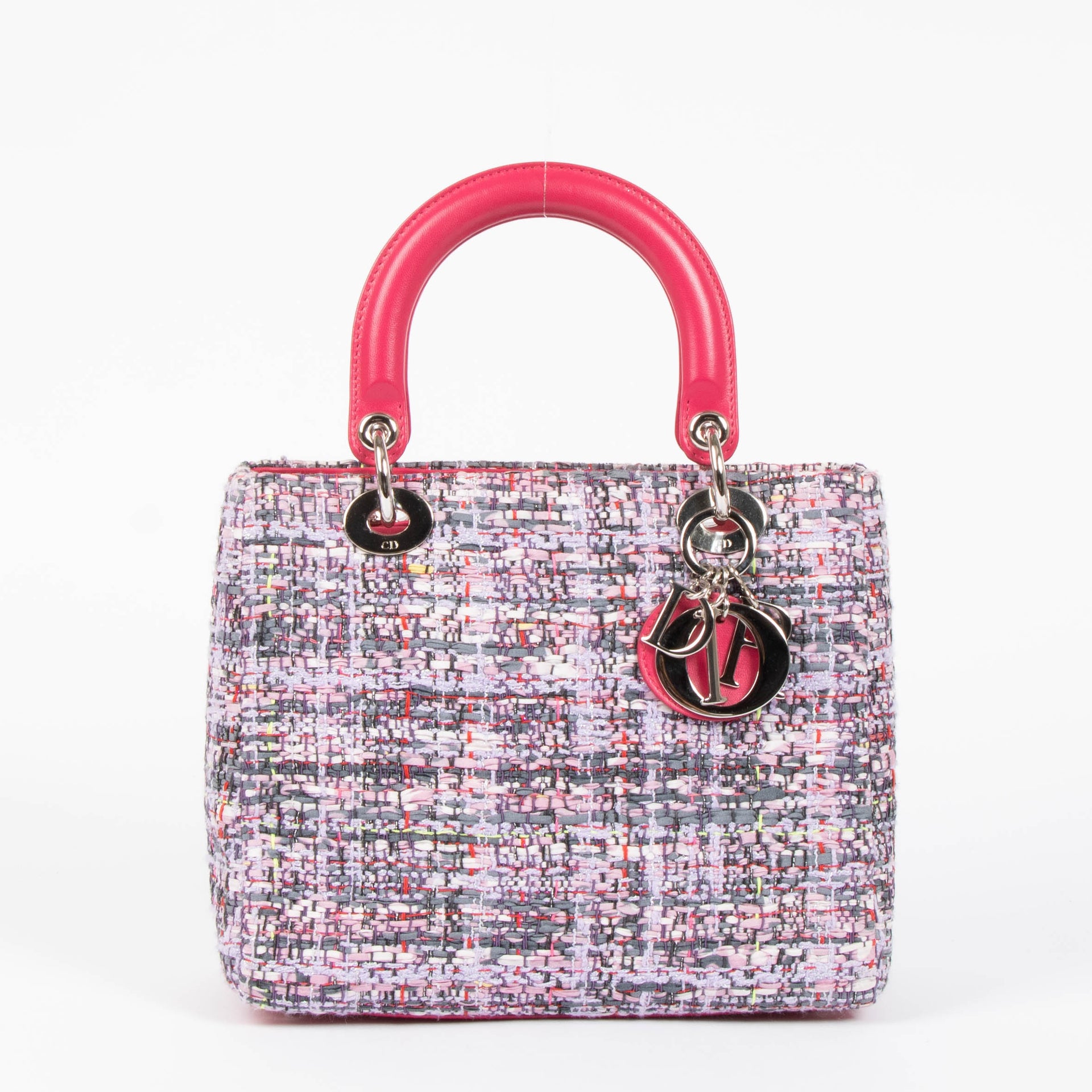 Christian Dior Pink Tweed Medium Lady Dior Bag