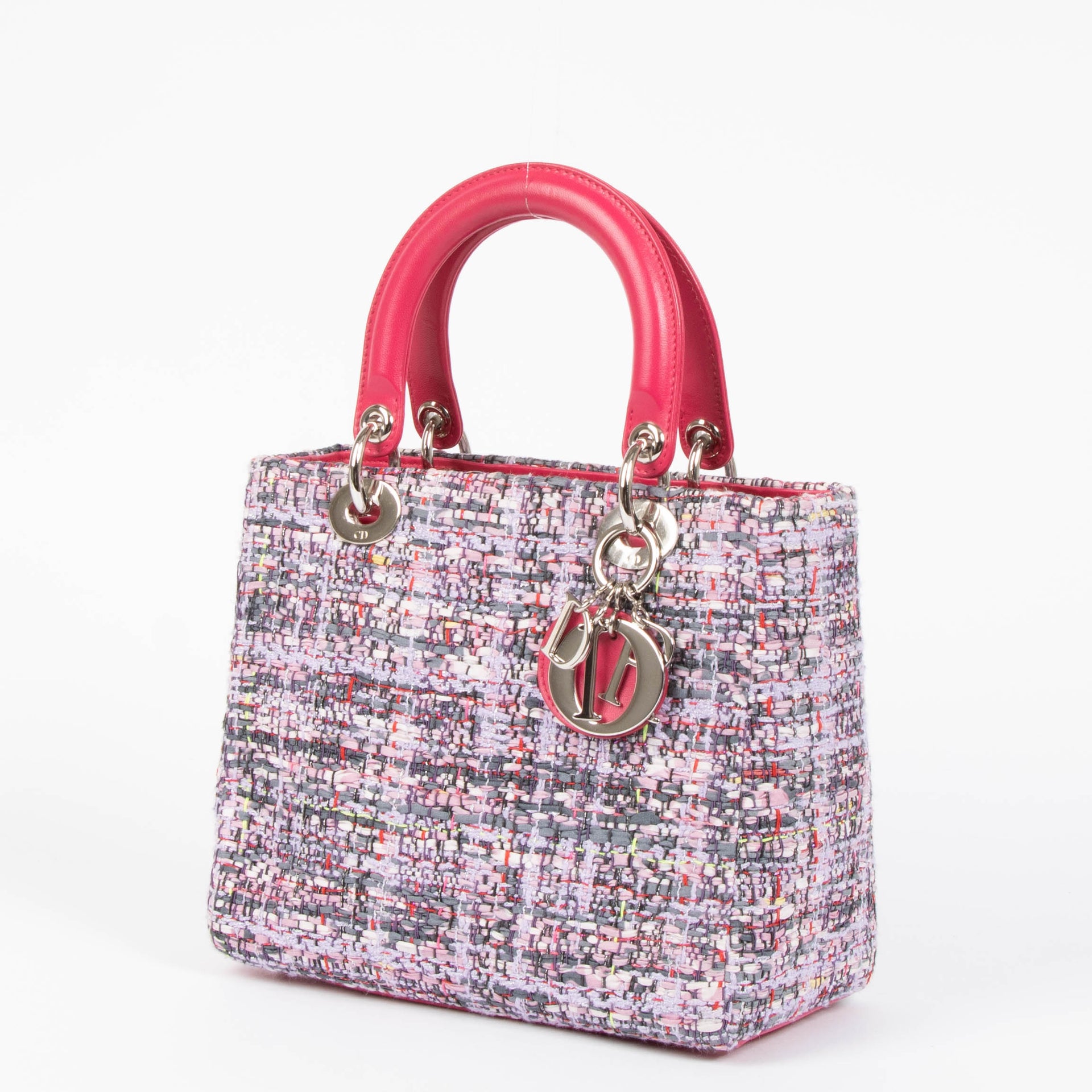 Christian Dior Pink Tweed Medium Lady Dior Bag