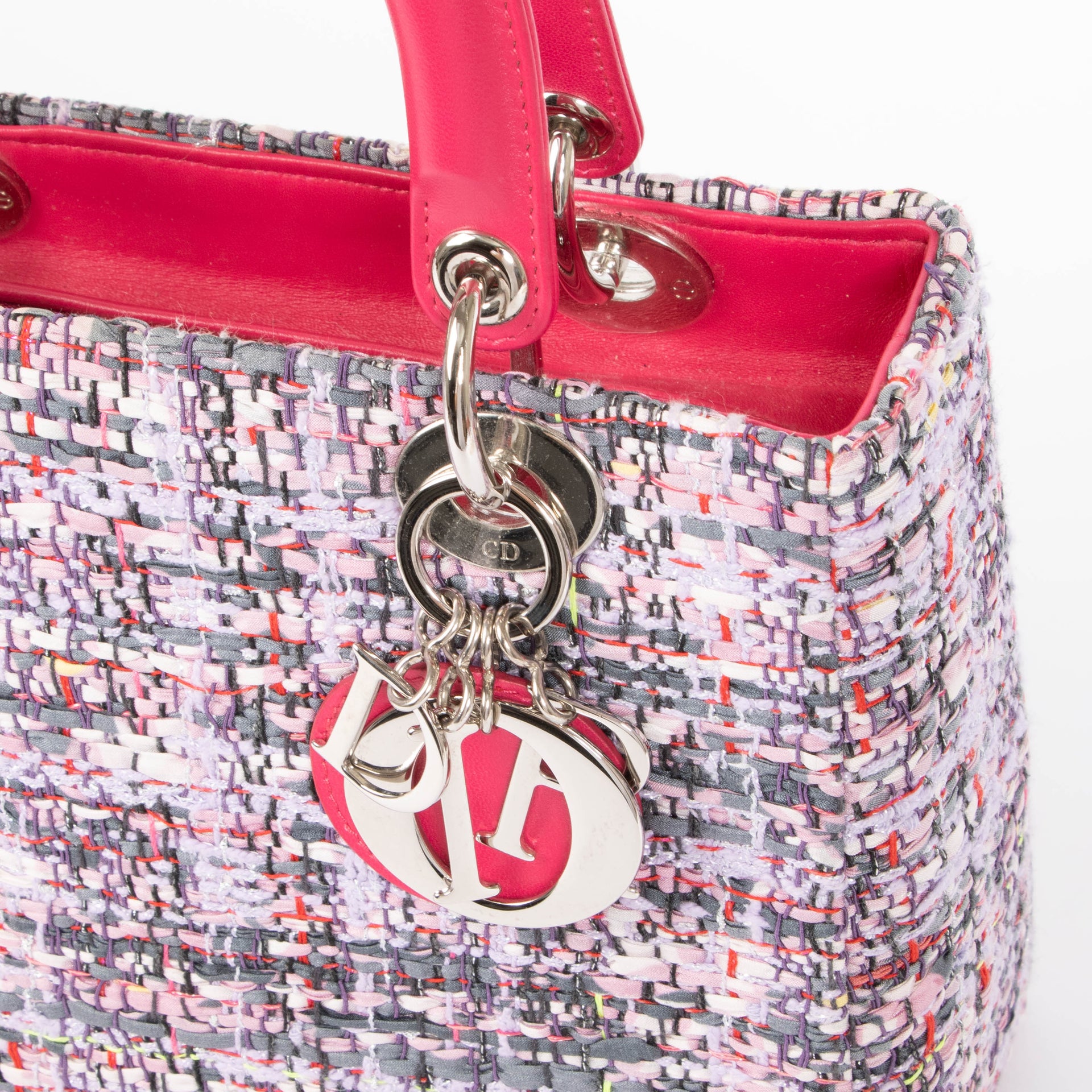 Christian Dior Pink Tweed Medium Lady Dior Bag