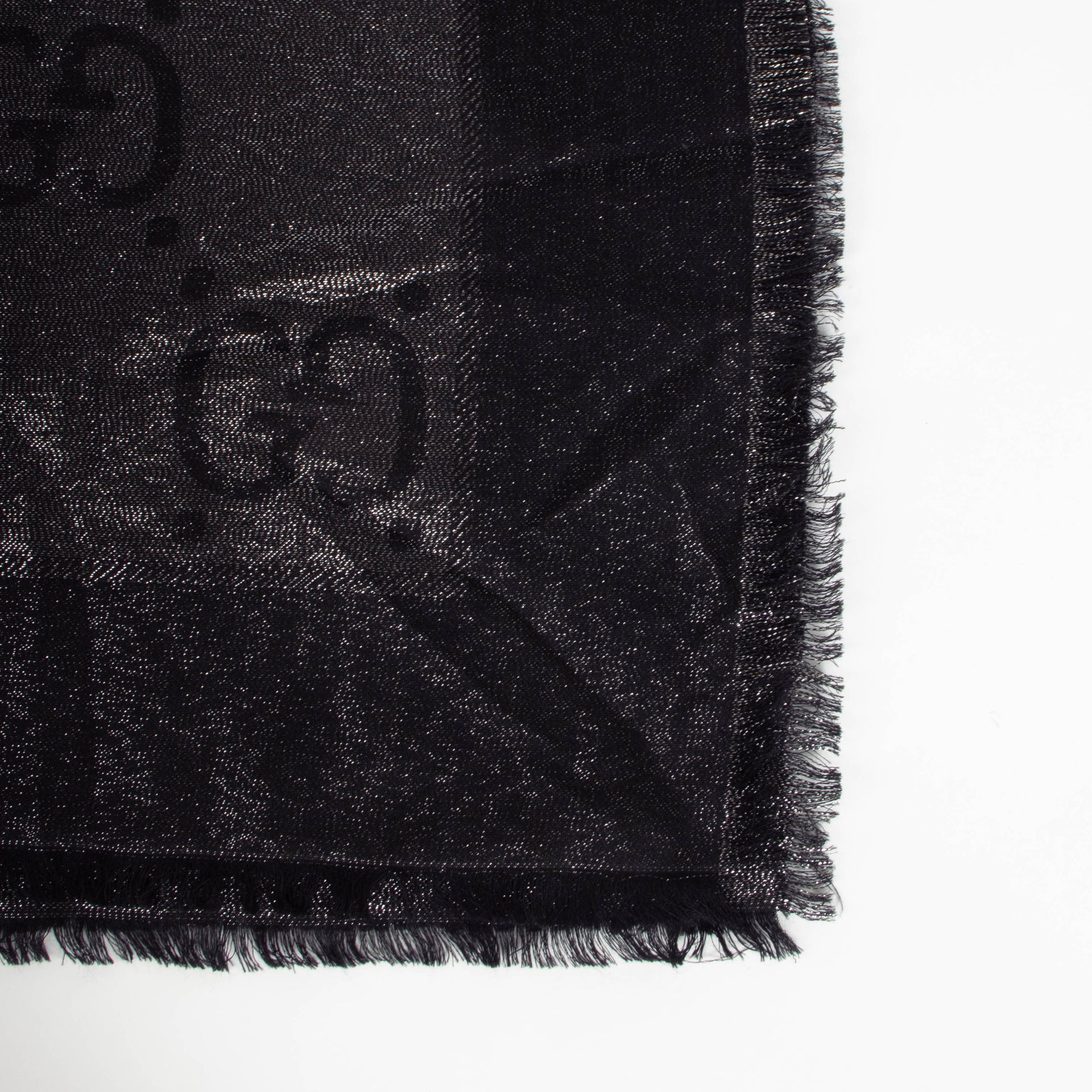 Gucci Black Metallic Lamé Jacquard GG Jumbo Shawl