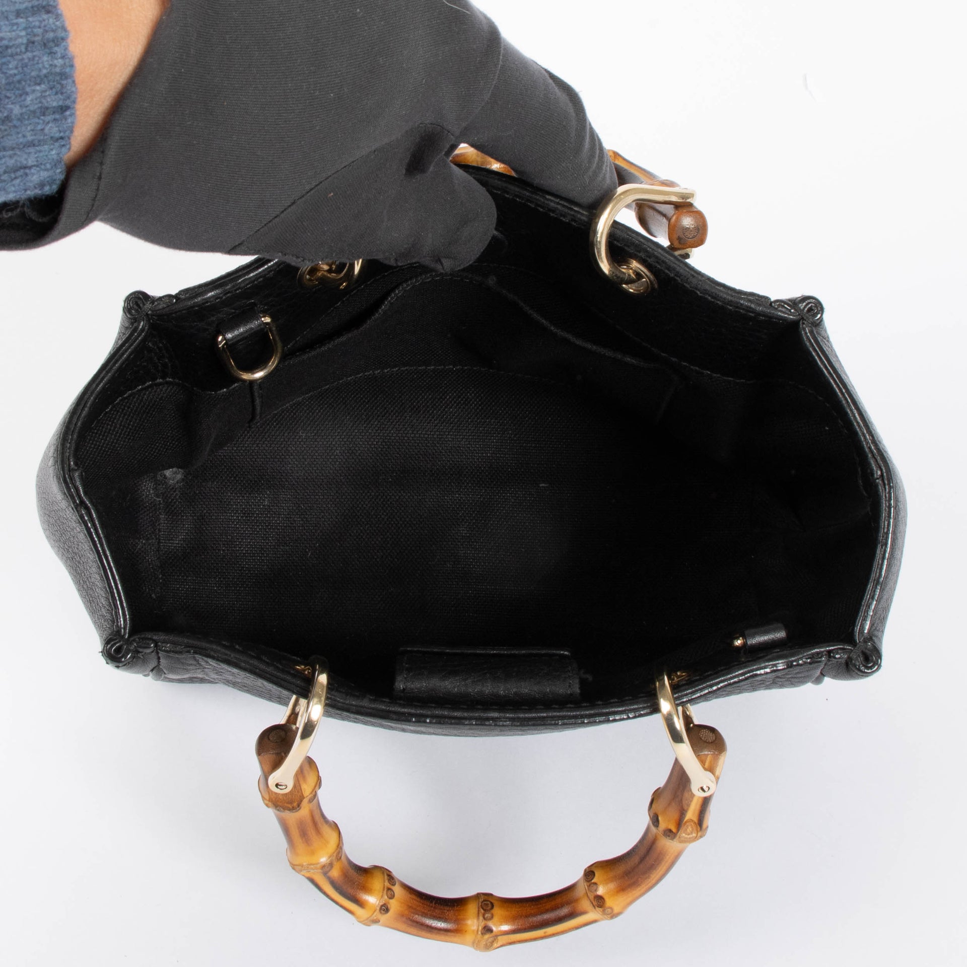 Gucci Black Mini Bamboo Shopper Bag