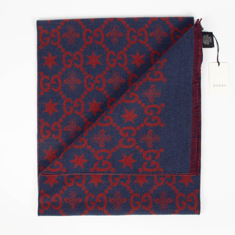Gucci Red/Blue Fly Constellation Scarf