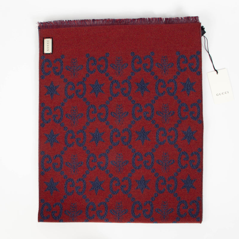 Gucci Red/Blue Fly Constellation Scarf