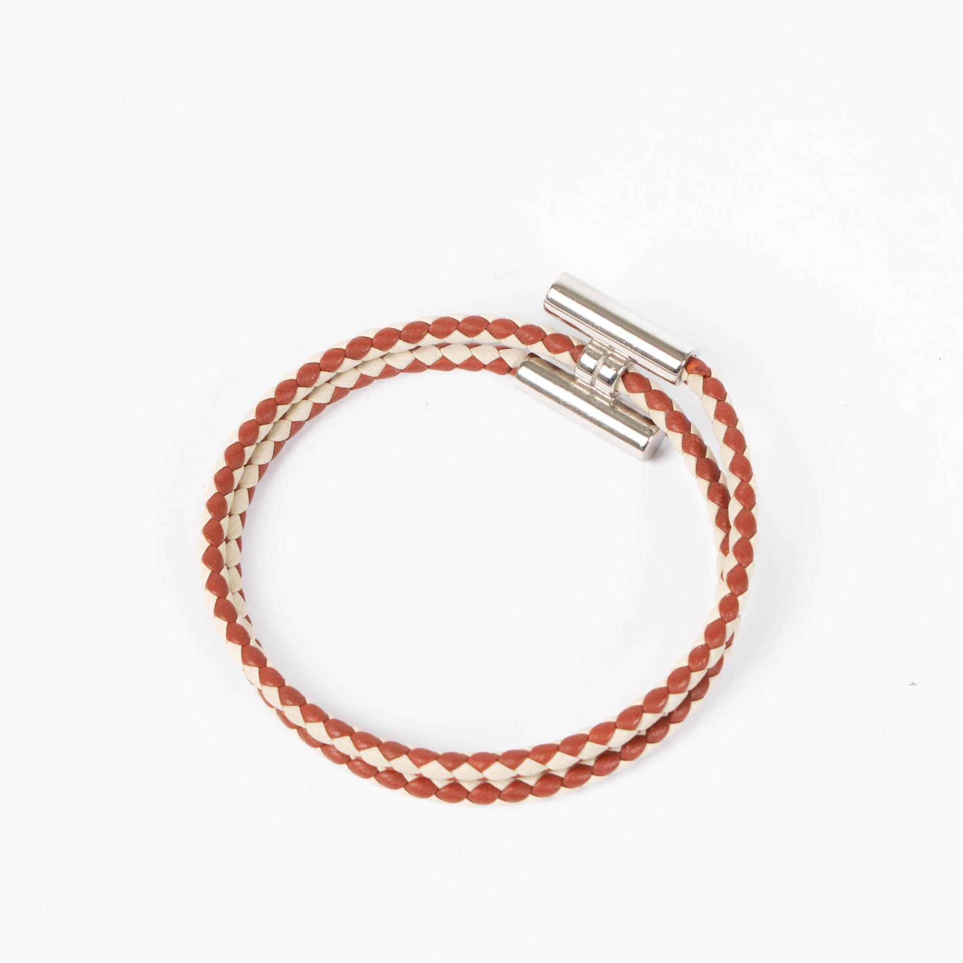 Hermès Bicolore Tournis Tresse Bracelet