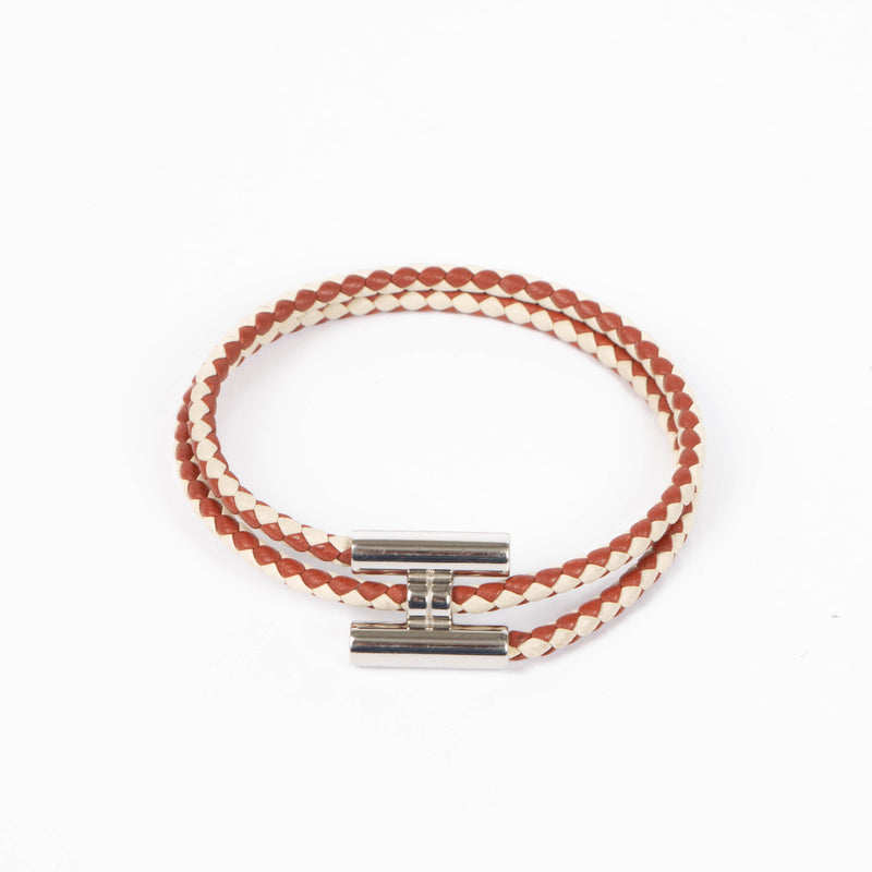 Hermès Bicolore Tournis Tresse Bracelet