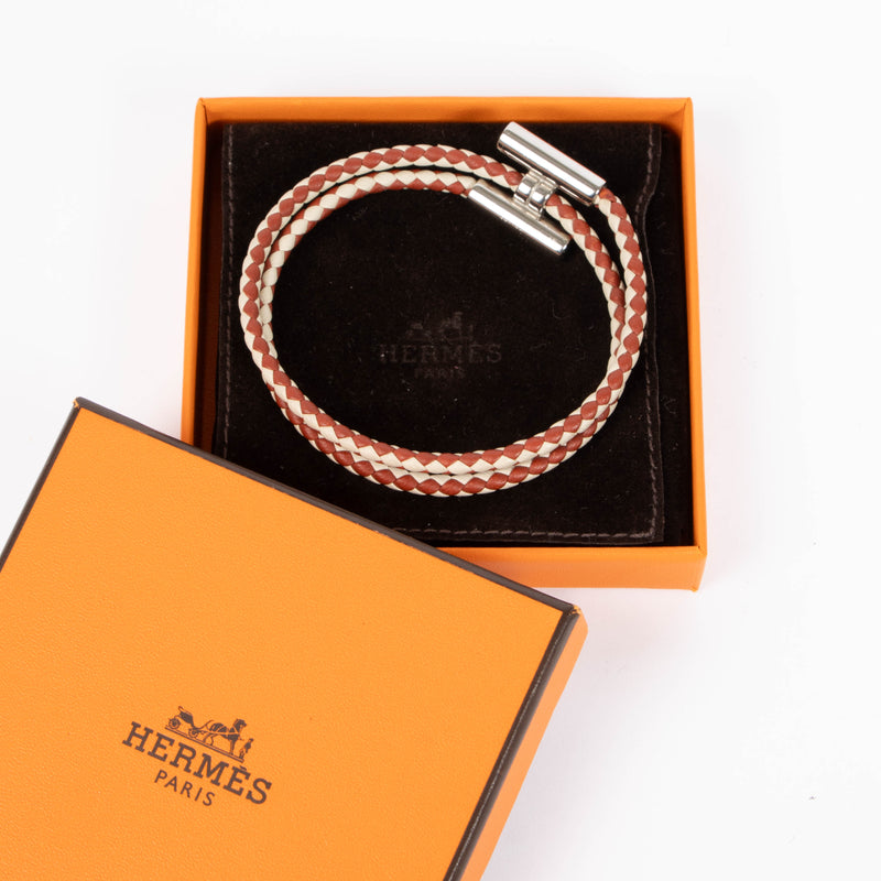 Hermès Bicolore Tournis Tresse Bracelet