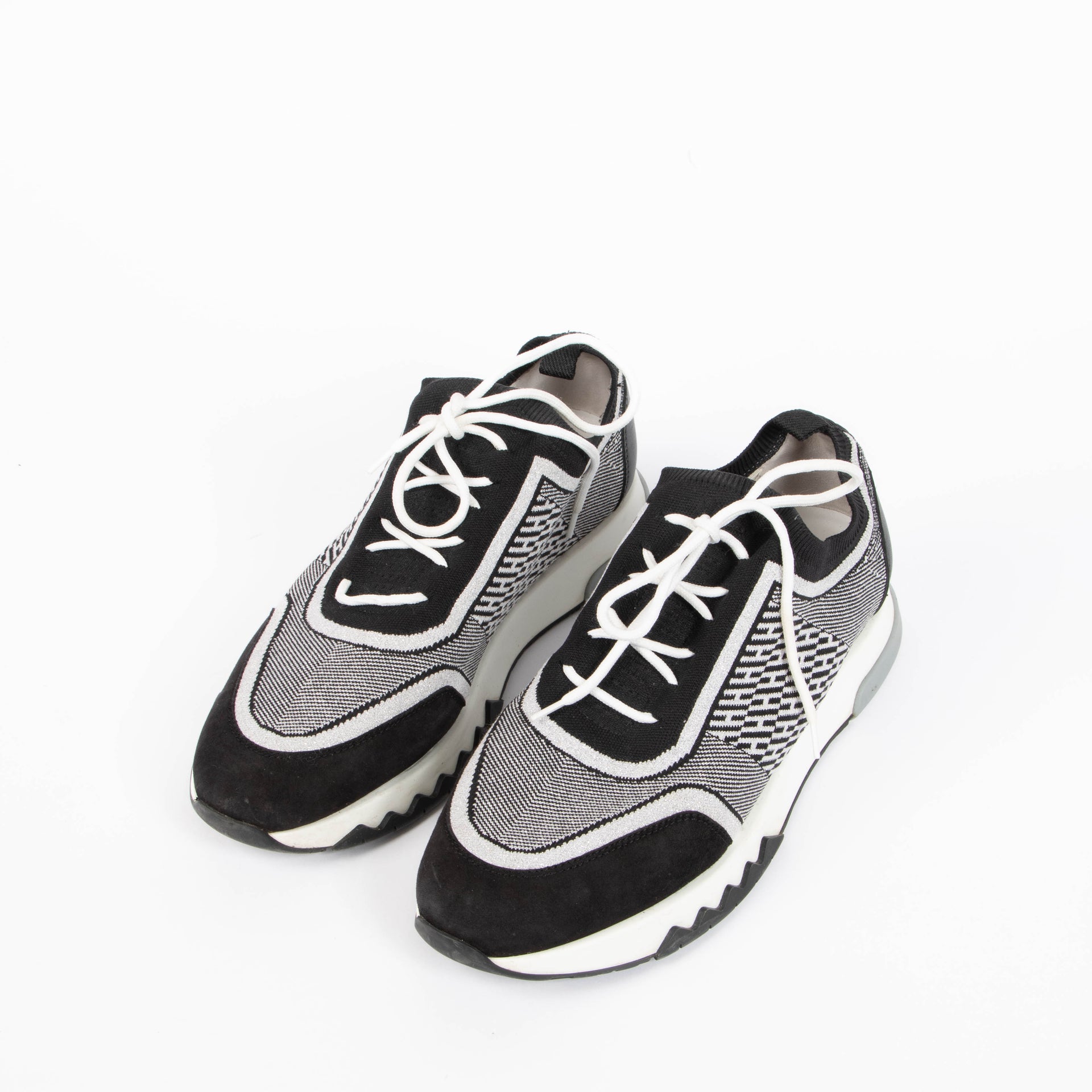 Hermes Black/White Addict Sneakers - Size 39