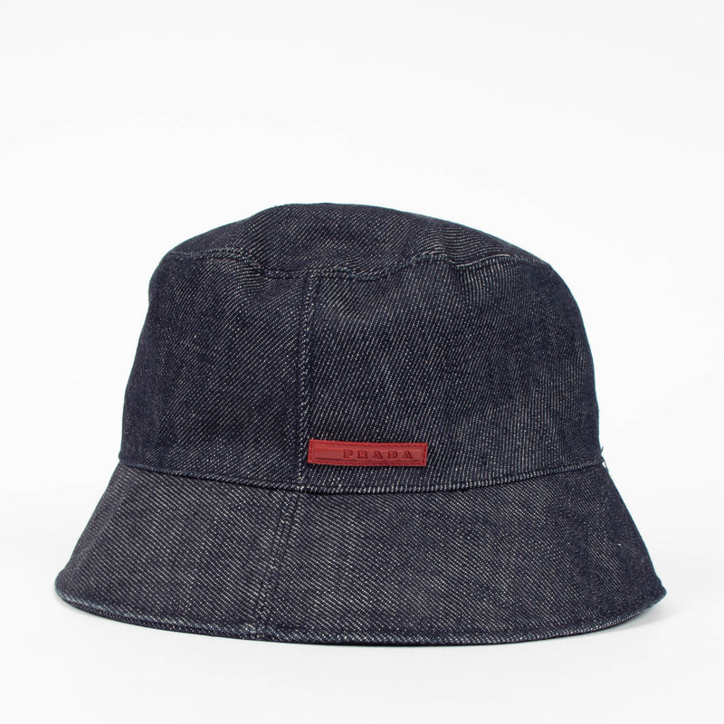 Prada Linea Rossa Dark Blue Denim Bucket Hat - Size M