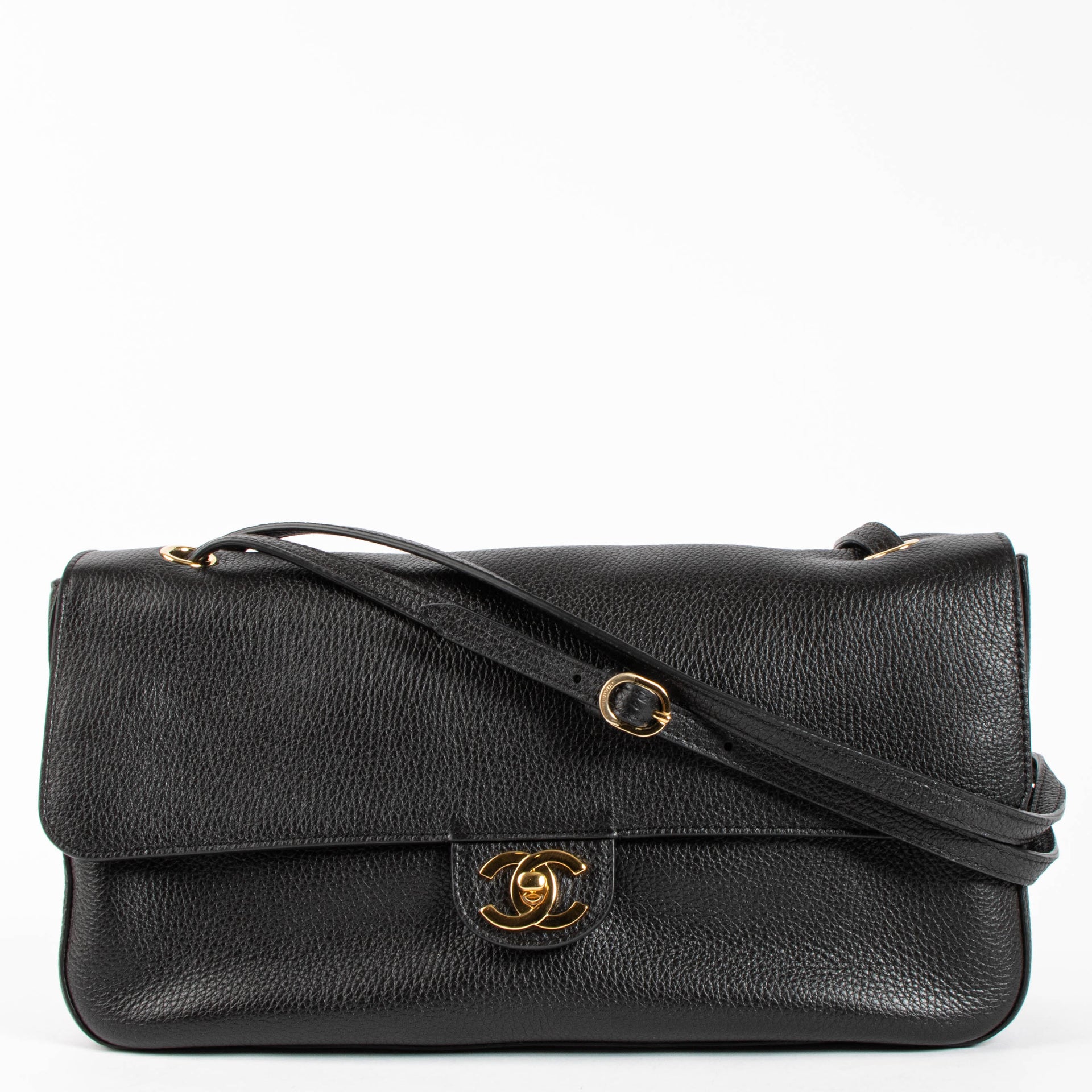 Chanel 26S Black Grained Calfskin Maxi Flap Bag