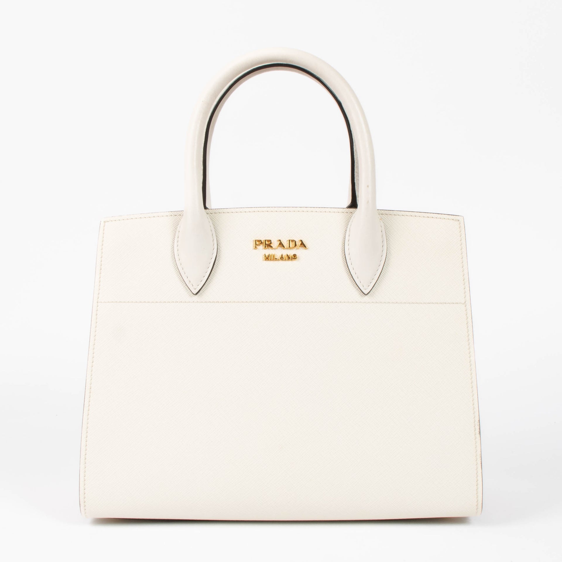 Shop this authentic Prada White/Pink Small Bibliothèque Tote pre-loved on Labellov.com 