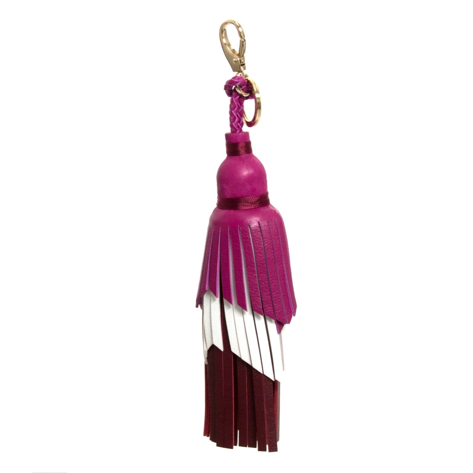 koop Anya Hindmarch Pink Three Tiered Tassel Key Ring bij labellov aan de beste prijs