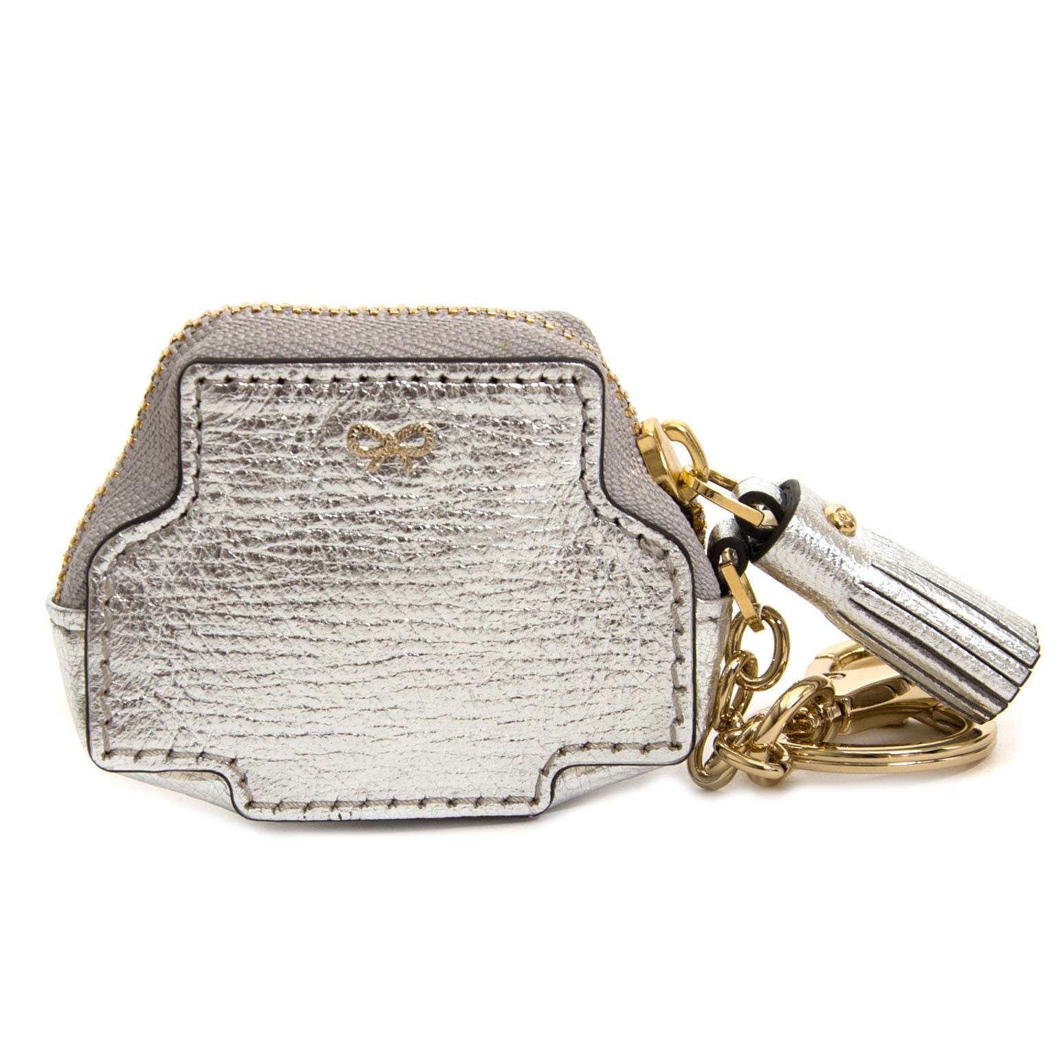 Anya Hindmarch Silver Metallic Space Coin Purse now for sale at labellov vintage fashion webshop belgium