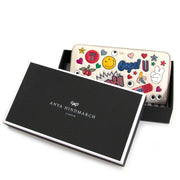 anya hindmarch large zip round wallet wink stickers now for sale at labellov vintage fashion webshop belgium