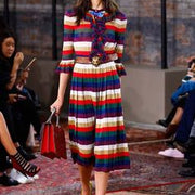 Gucci Striped Pleated Metallic Knitted Dress