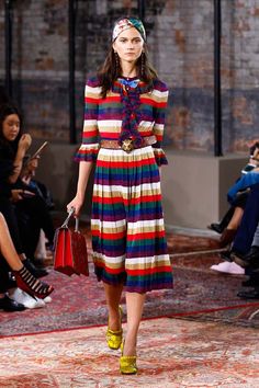 Gucci Striped Pleated Metallic Knitted Dress
