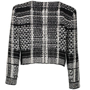 Chanel Black & White Checked Tweed Jacket - Size FR 42