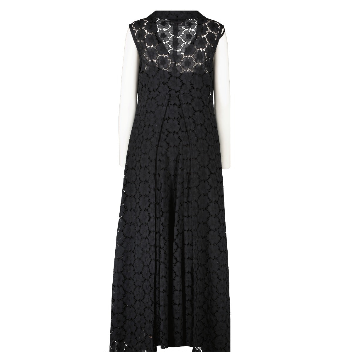 Robe longue Chanel 01P noire broderie anglaise - Taille FR42