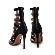 AlaÏa Paris Suede and Stingray Caged Strappy Sandals