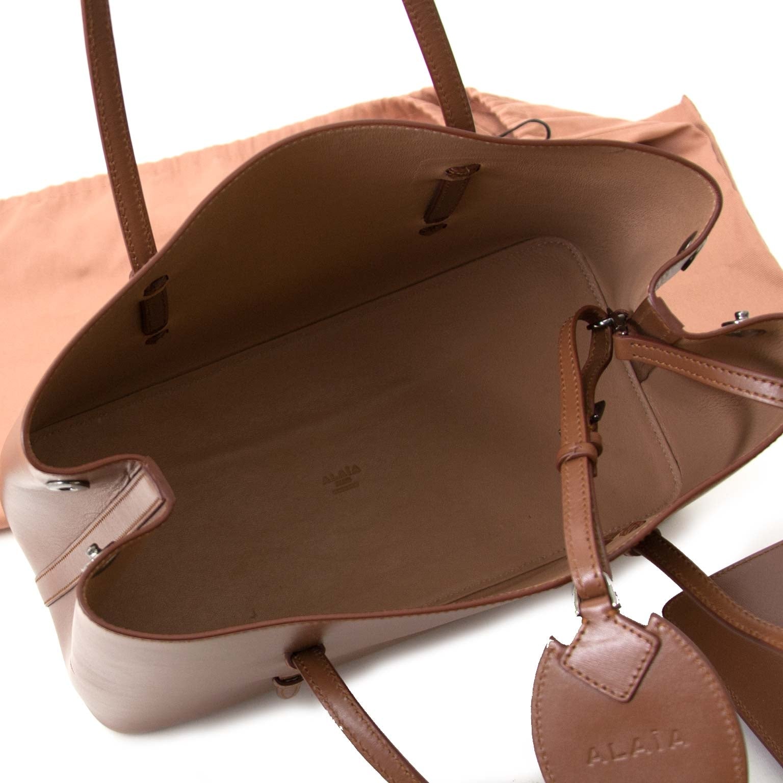 alaïa brown leather tote now for sale at labellov vintage fashion webshop belgium