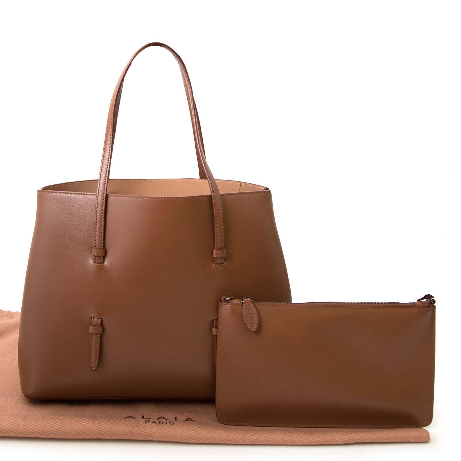 alaïa brown leather tote now for sale at labellov vintage fashion webshop belgium