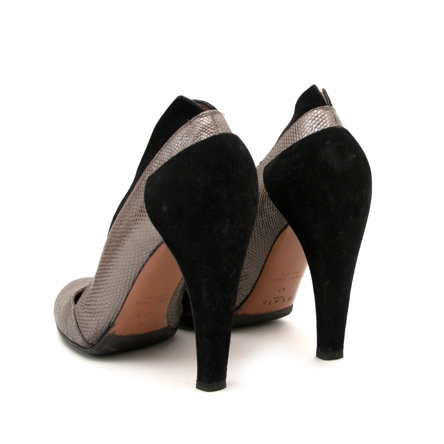 alaïa black suede & silver pumps now for sale at labellov vintage fashion webshop belgium