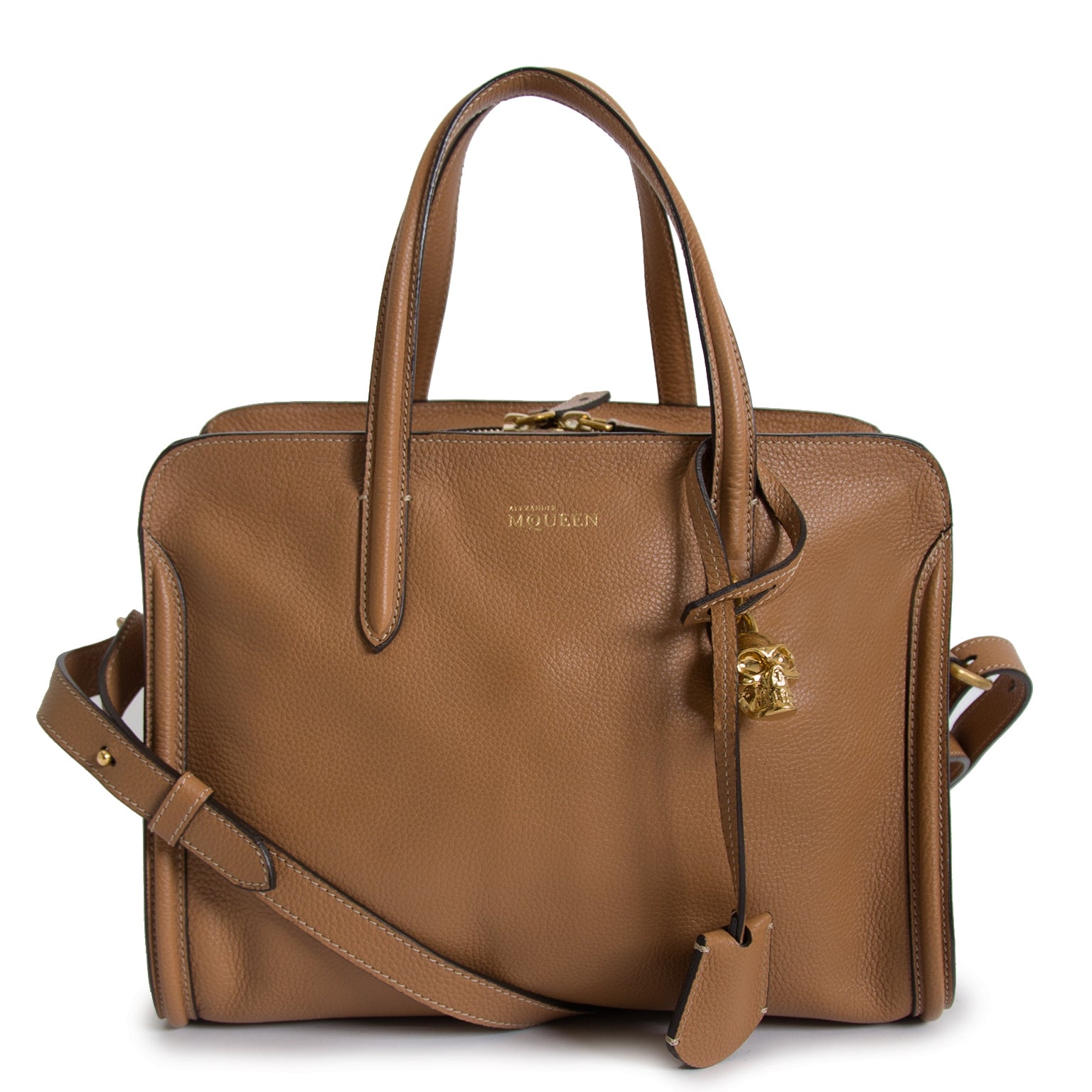 Alexander McQueen Medium Camel Padlock Satchel Bag