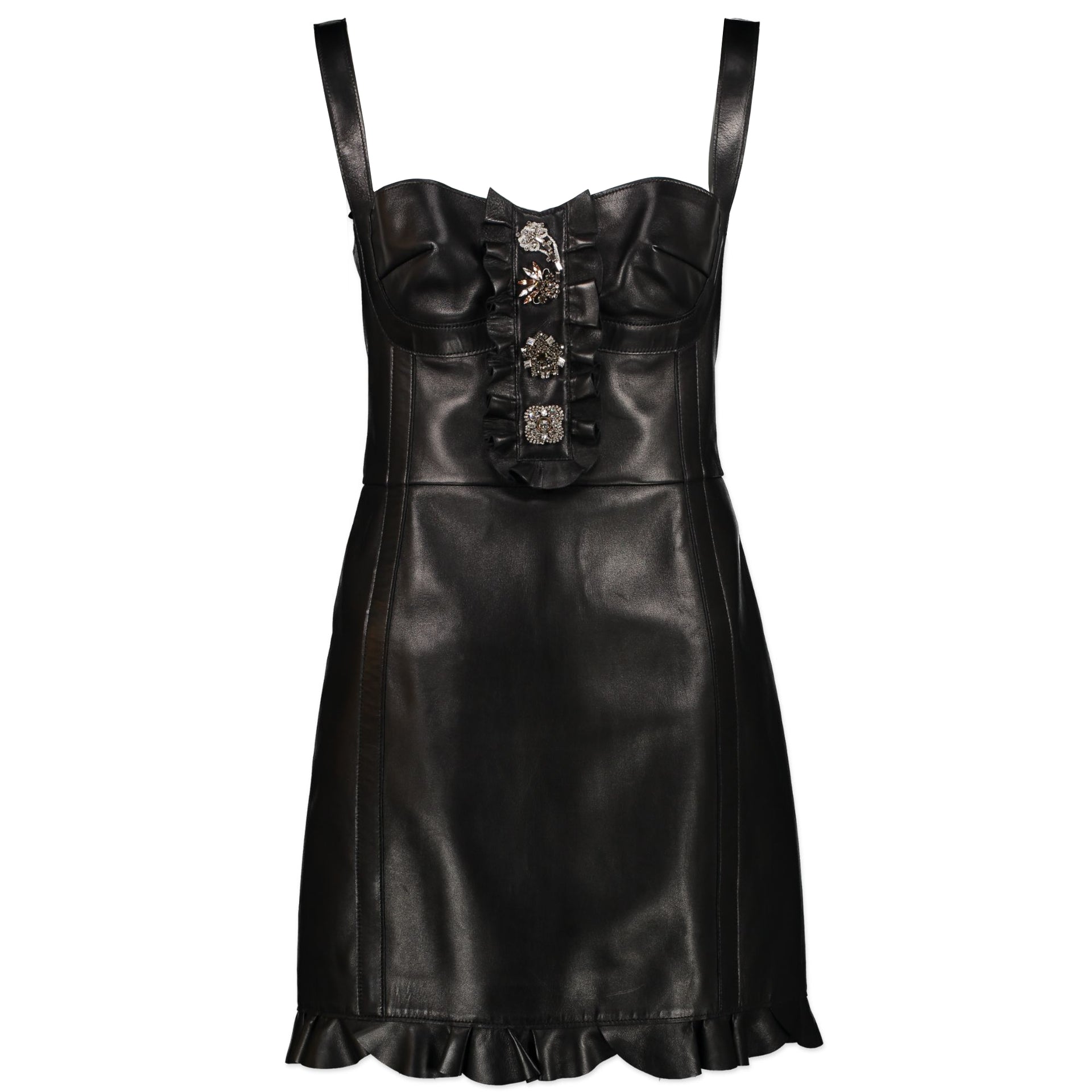 Buy Secondhand McQueen Black lamb Leather Mini Dress - Size 36 at the right price online safe and secure at LabelLOV webshop Antwerp Belgium