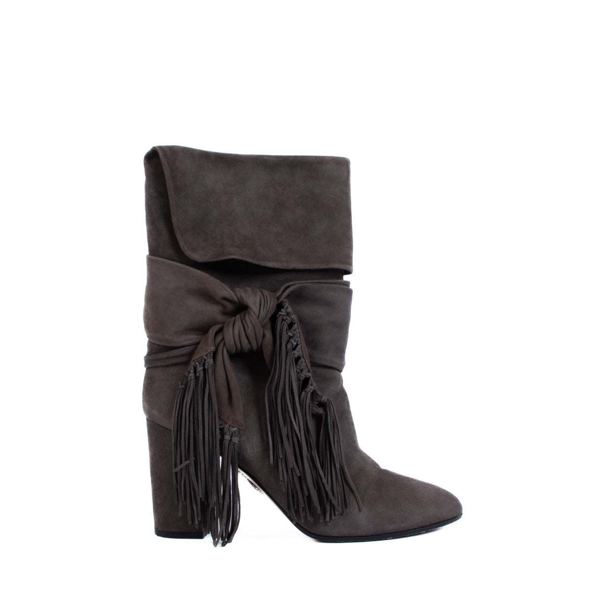 Aquazzura Fringe Tie 85 Brown Suede Boots