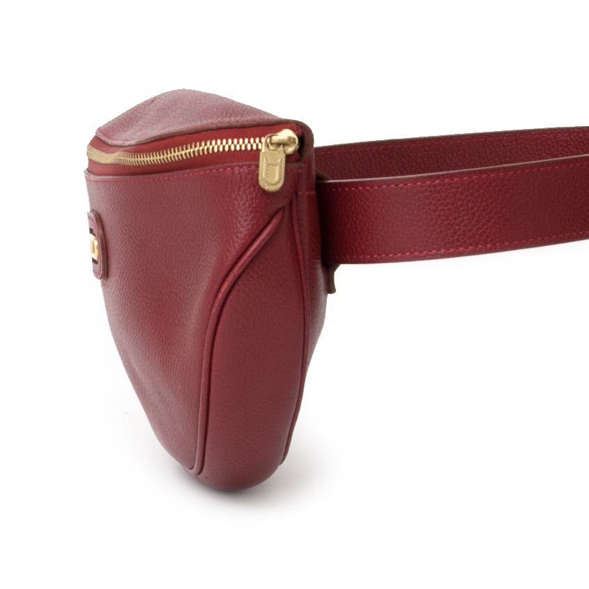 Vintage Delvaux Dark Red Belt Bag. Best price like new. Acheter en linge pour le meilleur prix