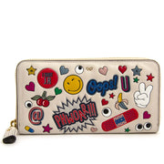 anya hindmarch large zip round wallet wink stickers now for sale at labellov vintage fashion webshop belgium