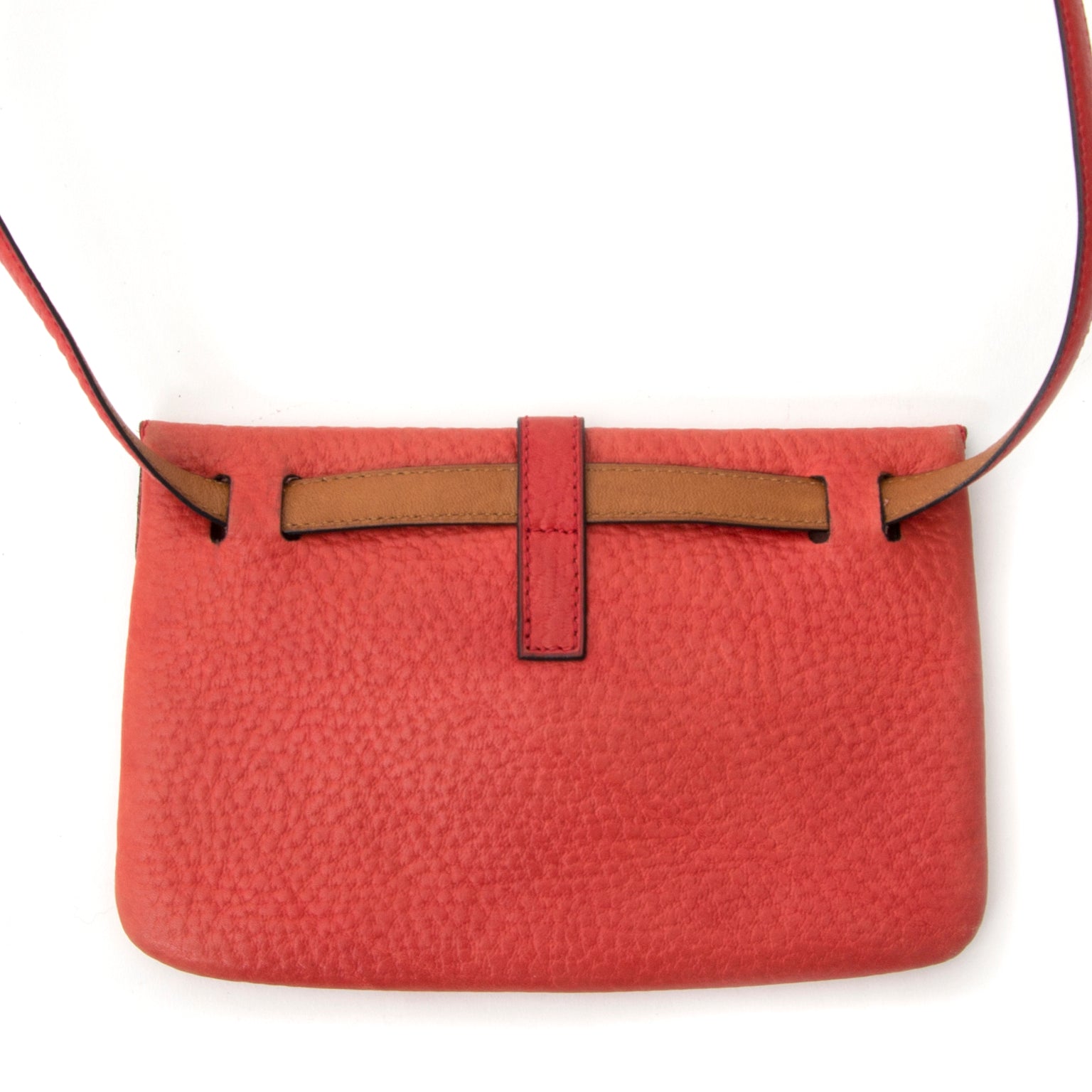 Delvaux Red-Orange Belt Bag best price secondhand luxury worldwide shipping labellov.com , belgium
