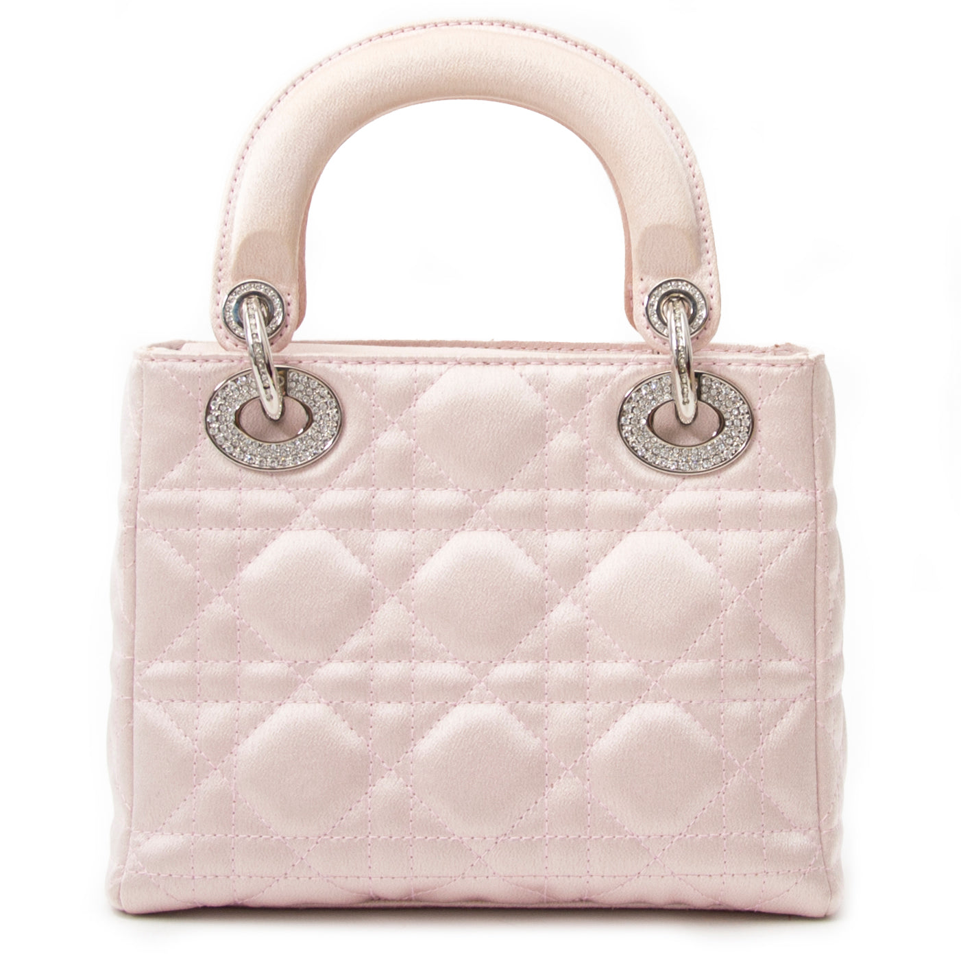 Lichtroze satijnen Christian Dior Satin Swarovski Crystal Cannage Mini Lady Dior