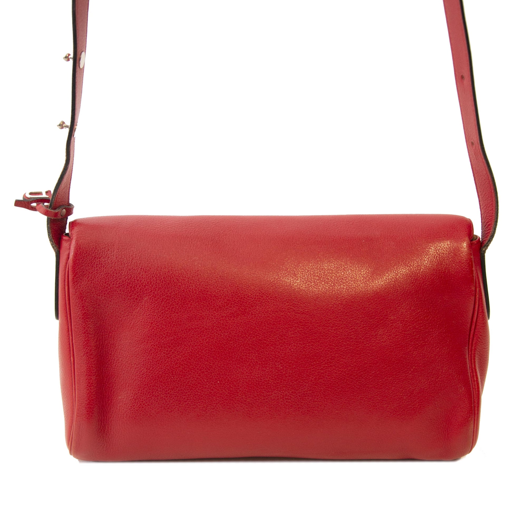 Authentieke tweedehands vintage Delvaux Passerelle Trotteur Red Crossbody Bag koop online webshop LabelLOV