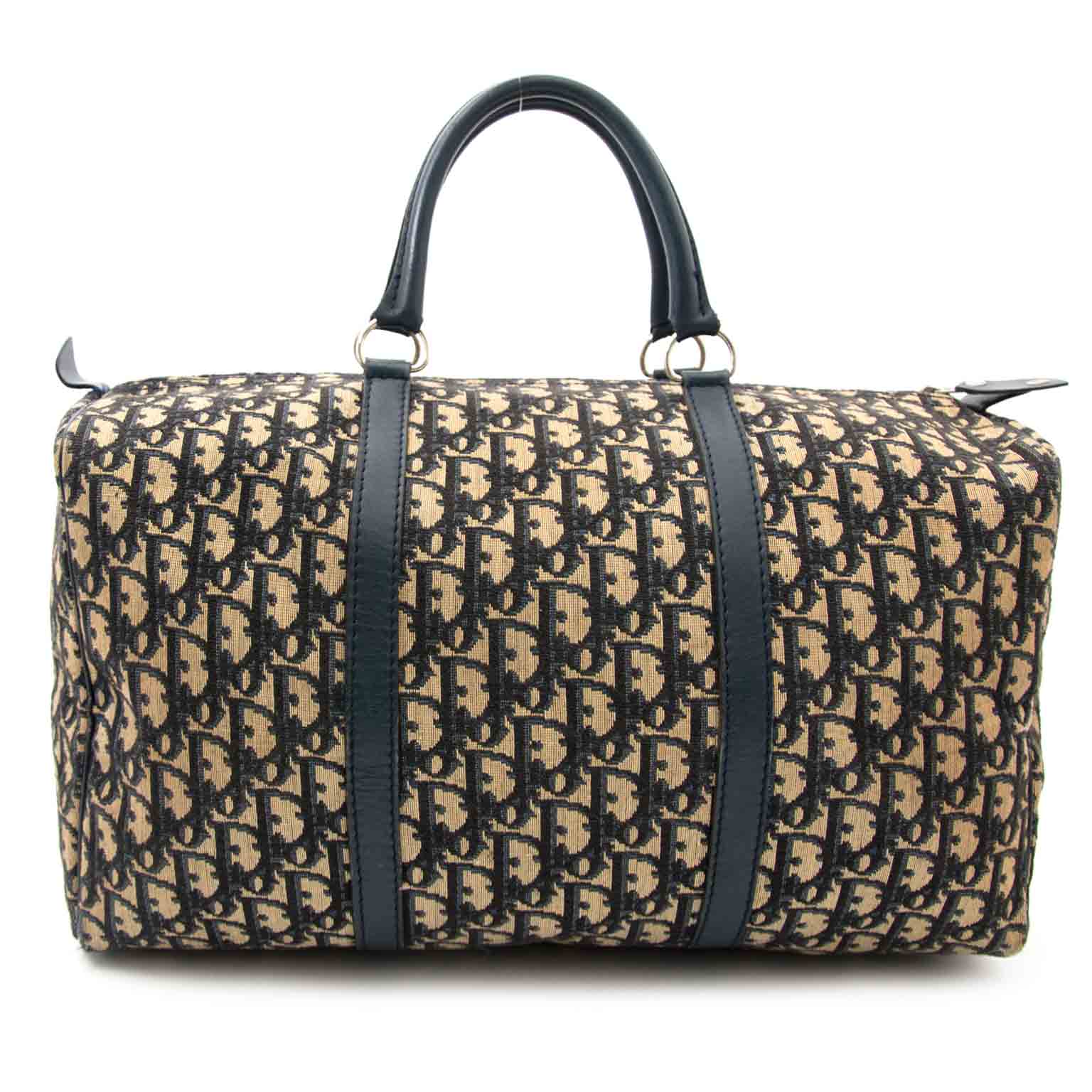 Dior Blue Monogram Boston Bag for sale online at Labellov