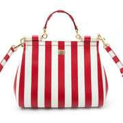 koop veilig online aan de beste prijs Dolce & Gabbana Red and White Striped Lemons Miss Sicily Bag