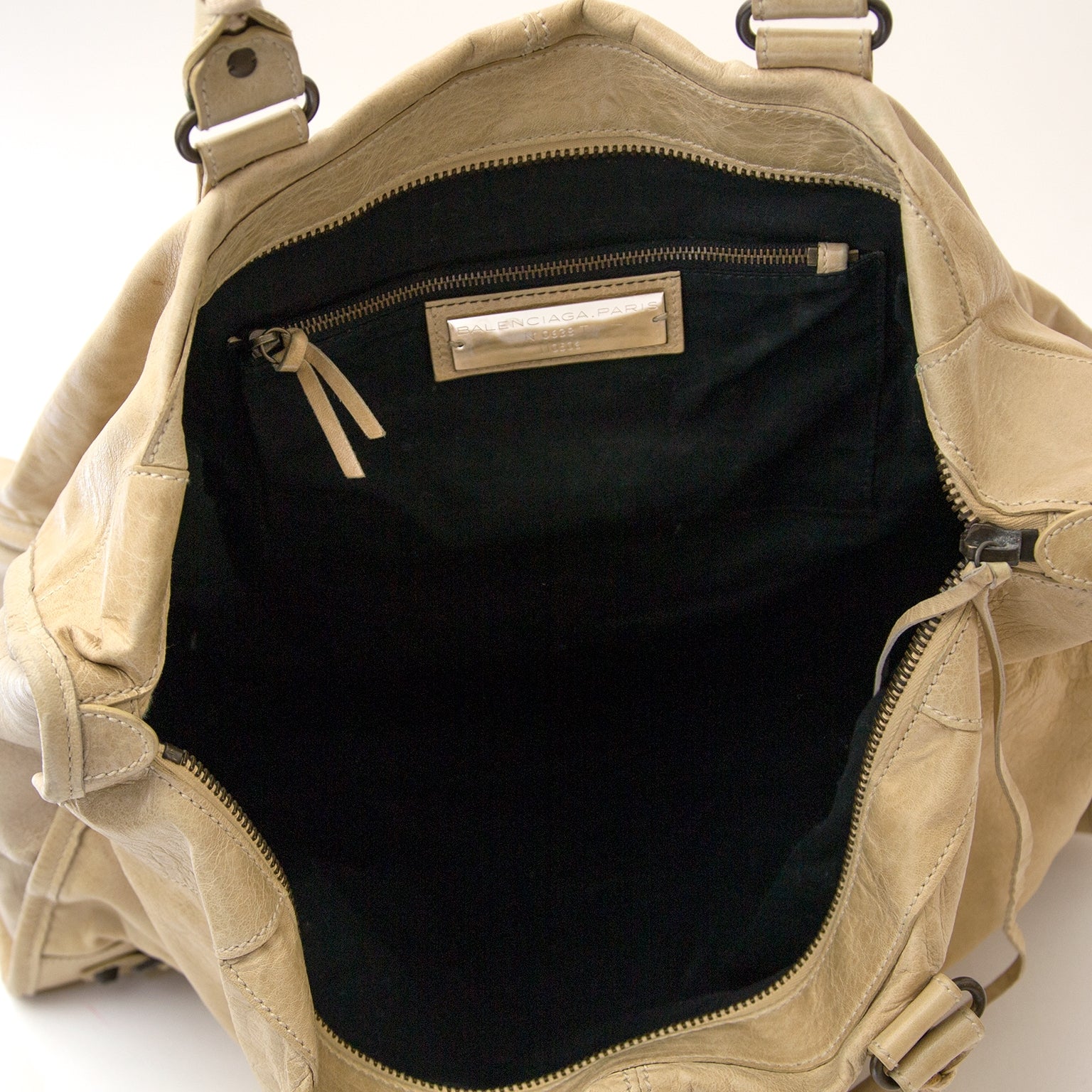 Balenciaga Beige Leather Weekender Bag