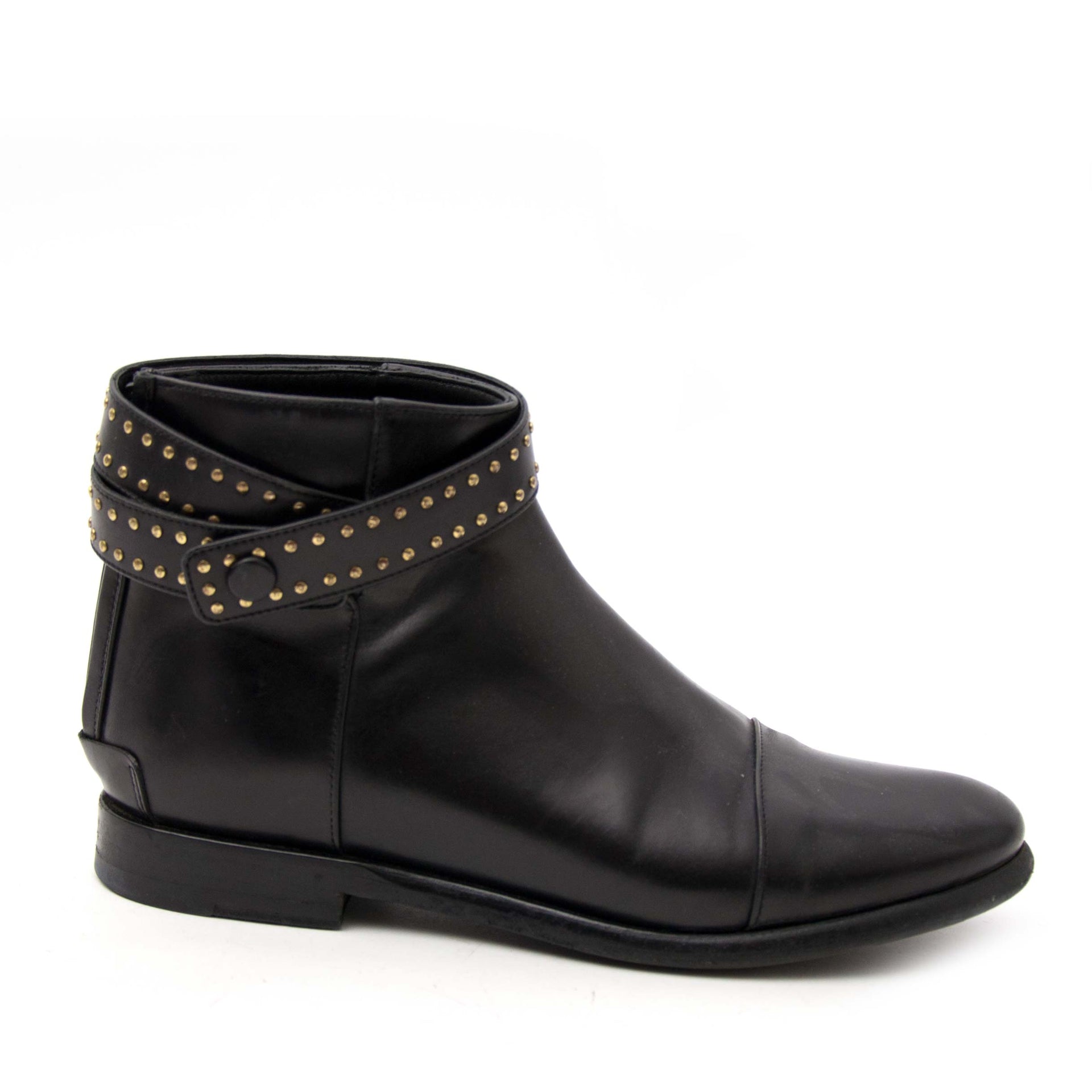 koop veilig online aan de beste prijs Balenciaga Black Studded Ankle Strap Boots