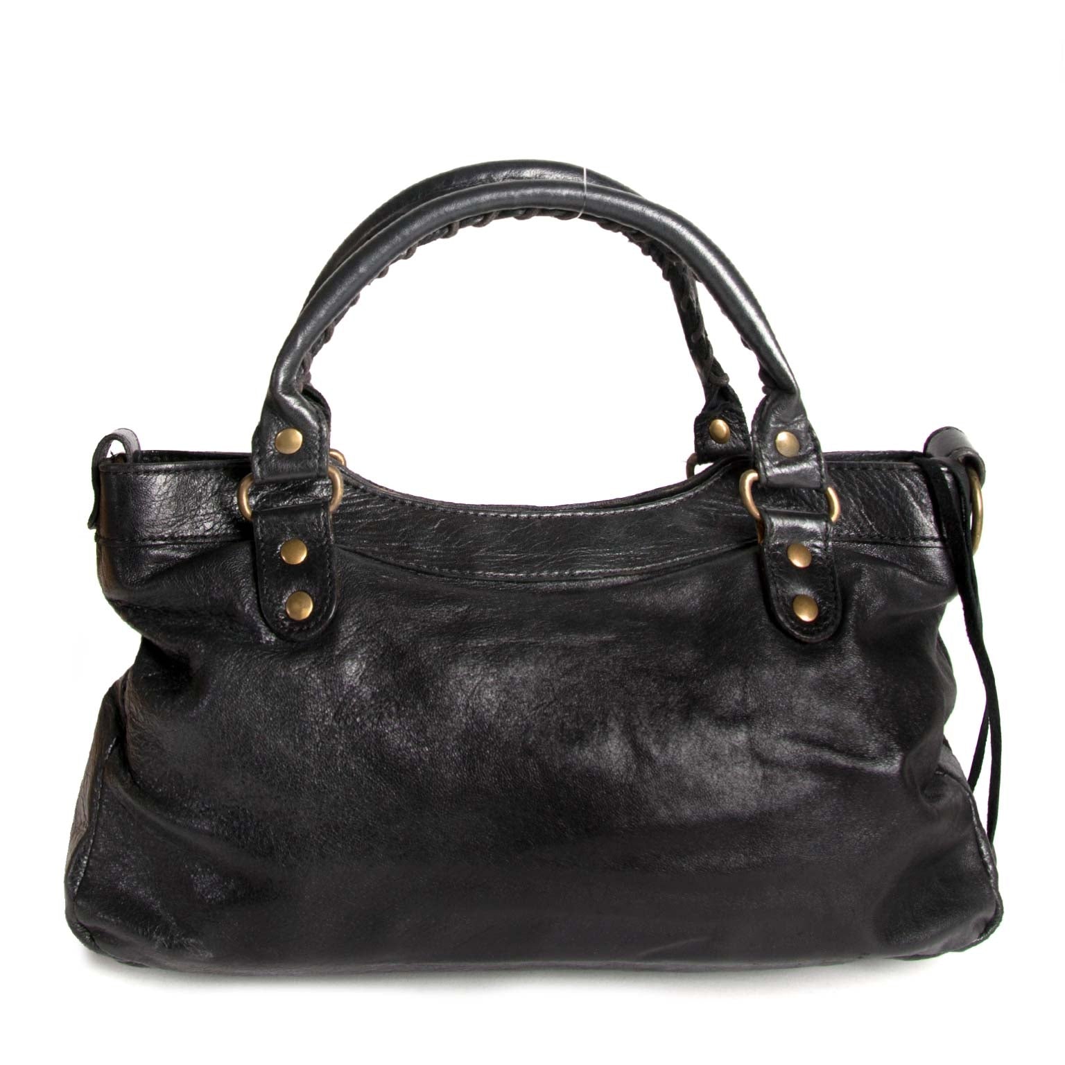 Balenciaga Black Chevre Leather Flat Stud Le Dix Lariat Bag – Labellov