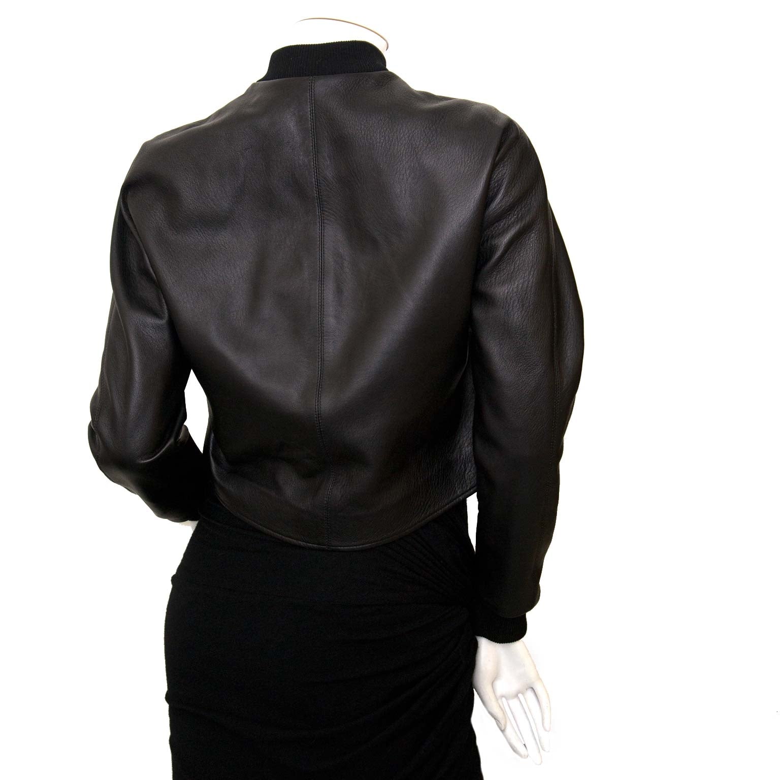buy Balenciaga Black Leather Bomber Jacket at labellov and pays save online